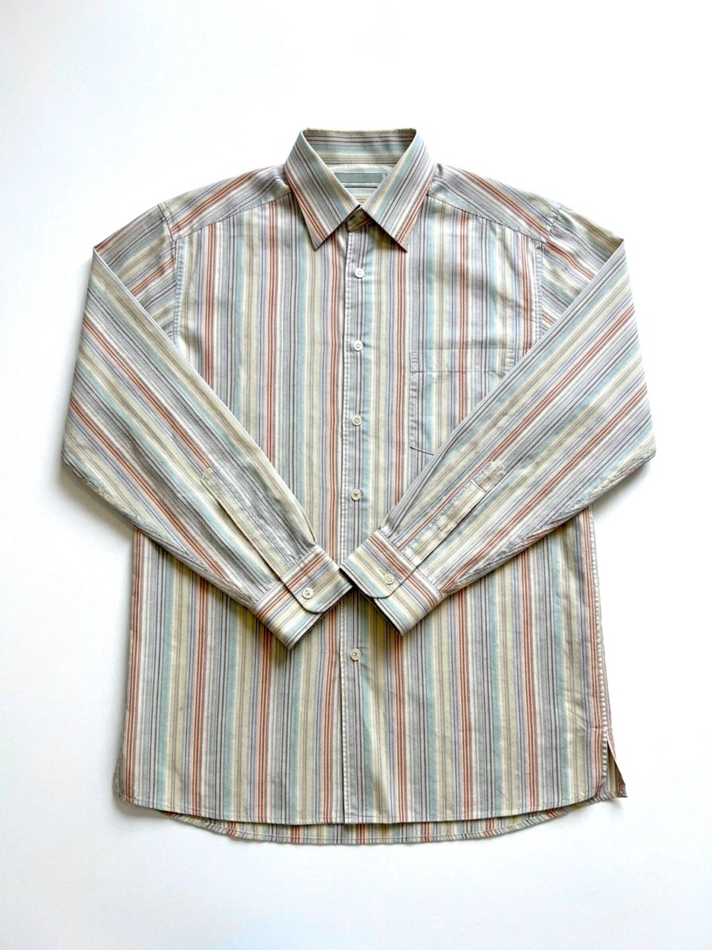 ERMENEGILDO ZEGNA Dress Shirt Men's Medium Multi Color Striped Button Collared